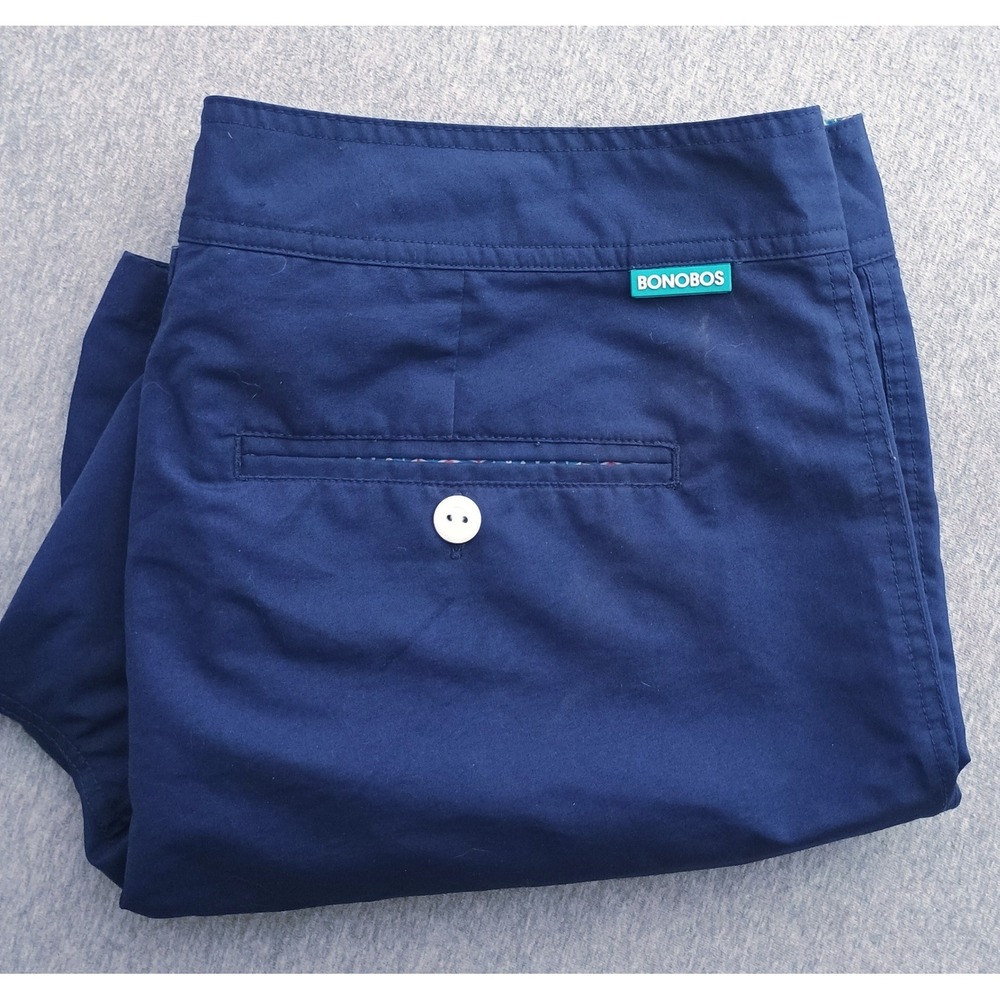 Bonobos Mens Navy Blue Board Shorts Swim Trunks Size 34 Drawstring 7in Inseam